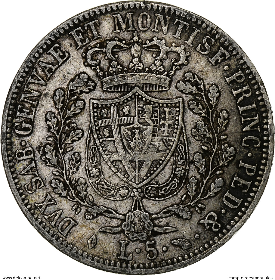 États Italiens, SARDINIA, Carlo Felice, 5 Lire, 1825, Turin, Argent, TTB - Italian Piedmont-Sardinia-Savoie