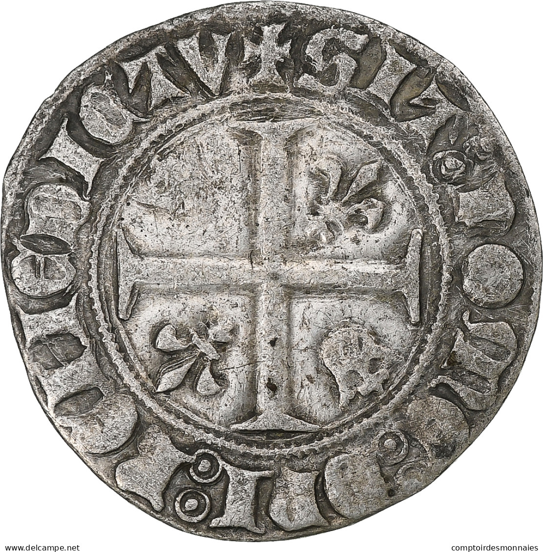 France, Charles VI, Blanc Guénar, 1380-1422, Toulouse, Billon, TB+ - 1380-1422 Charles VI The Beloved