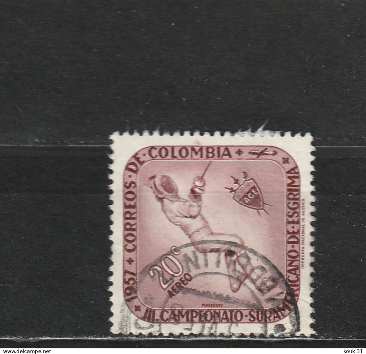 Colombie YT PA 304 Obl : Escrime - 1957 - Fencing