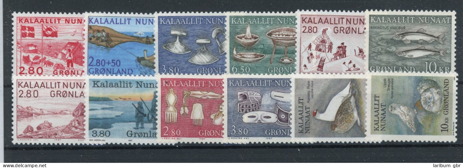 Grönland Jahrgang 1985/86 163-168, 72-77, Block 1-2 Postfrisch #JJ686 - Sonstige & Ohne Zuordnung