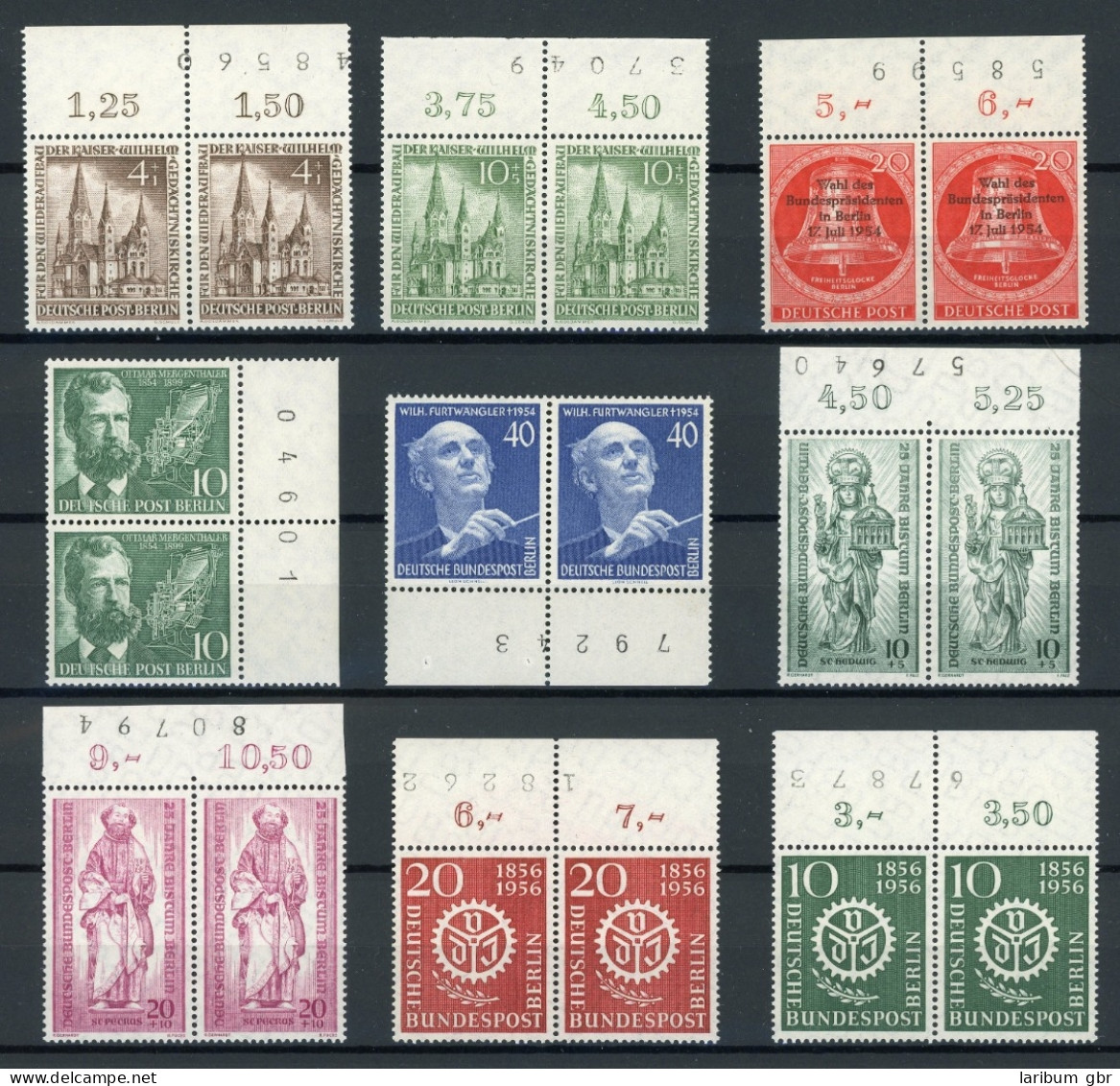 Berlin Lot Paare Aus 1953-1956 Postfrisch Mit Bogenzählnummern #IT823 - Unused Stamps