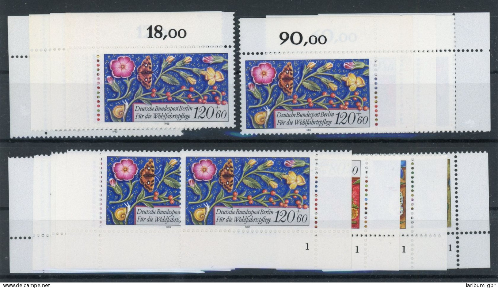 Berlin 744-47 Postfrisch Alle 4 Ecken, Form Nr. 1, Blumen #HK603 - Sonstige & Ohne Zuordnung