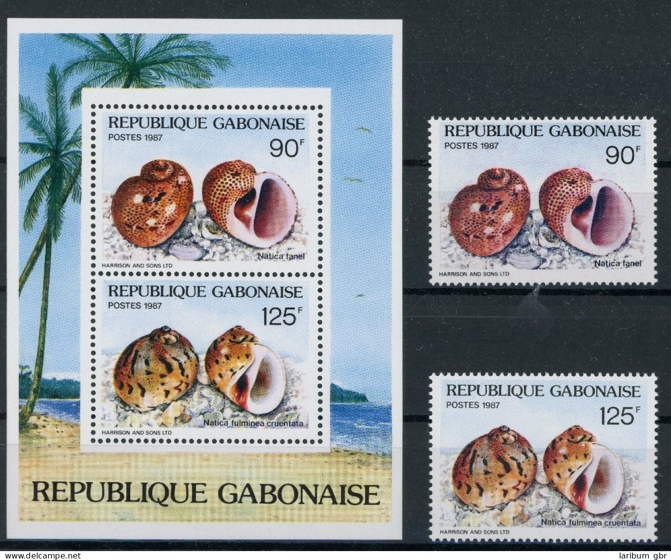 Gabun 984-985, Block 57 Postfrisch Muscheln #JT861 - Gabon (1960-...)