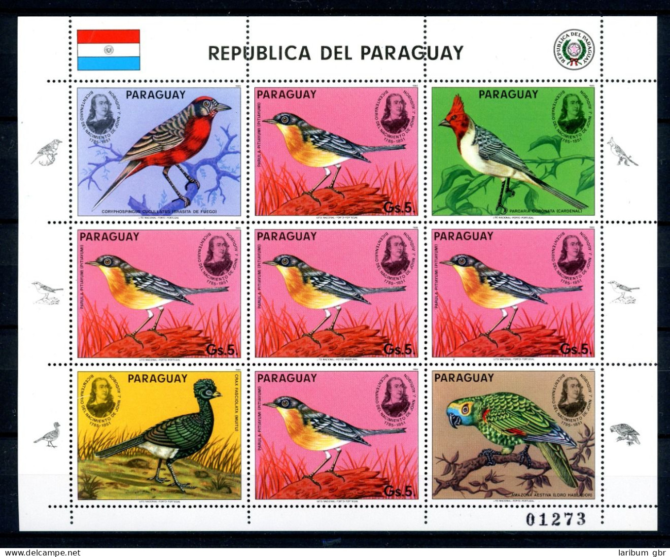 Paraguay Kleinbogen 3869 Postfrisch Vögel #JE647 - Paraguay