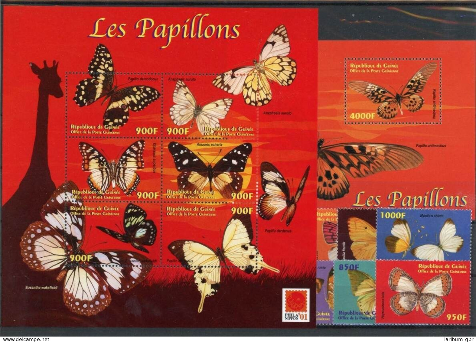 Guinea 3237-3242, Klb.3249-3254, Block 663 Postfrisch Schmetterling #JU255 - Guinea (1958-...)
