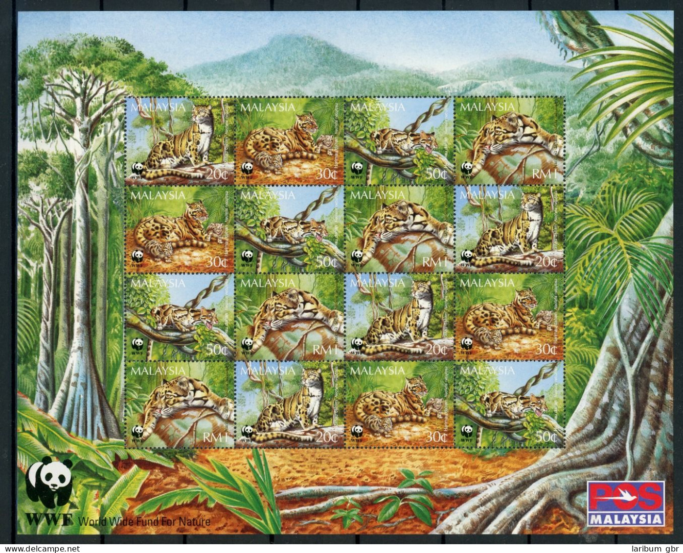 Malaysia ZD Bogen Mit 4 X 557-560 Postfrisch Tiere, WWF #JW986 - Andere & Zonder Classificatie