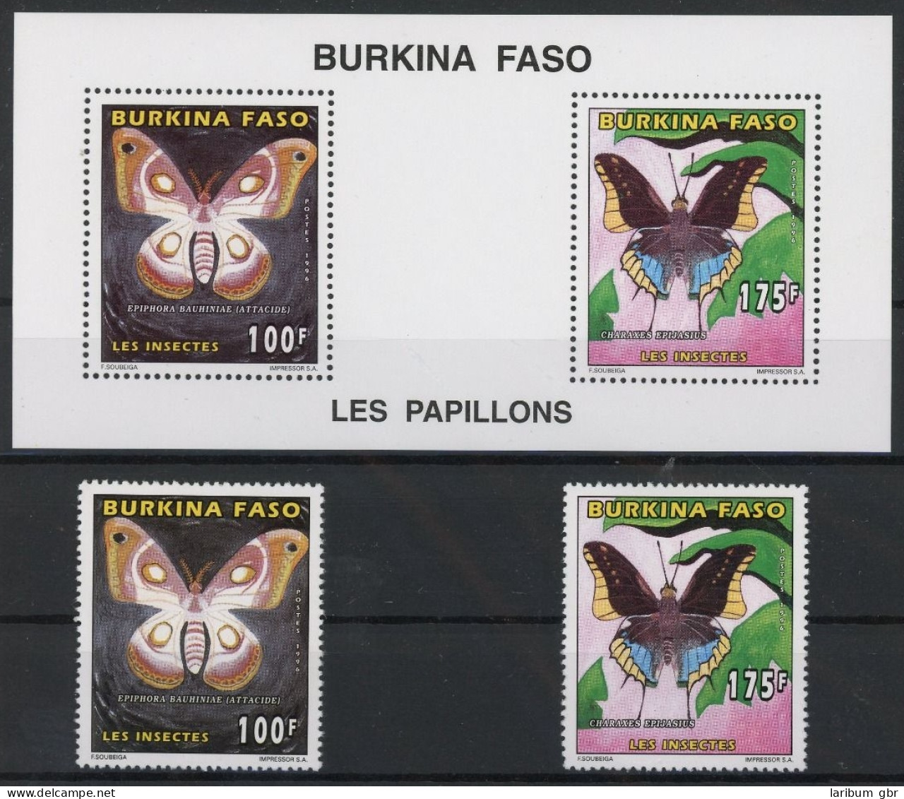 Burkina Faso 1419, 21, Zd-Klb. Postfrisch Schmetterlinge #JU215 - Burkina Faso (1984-...)
