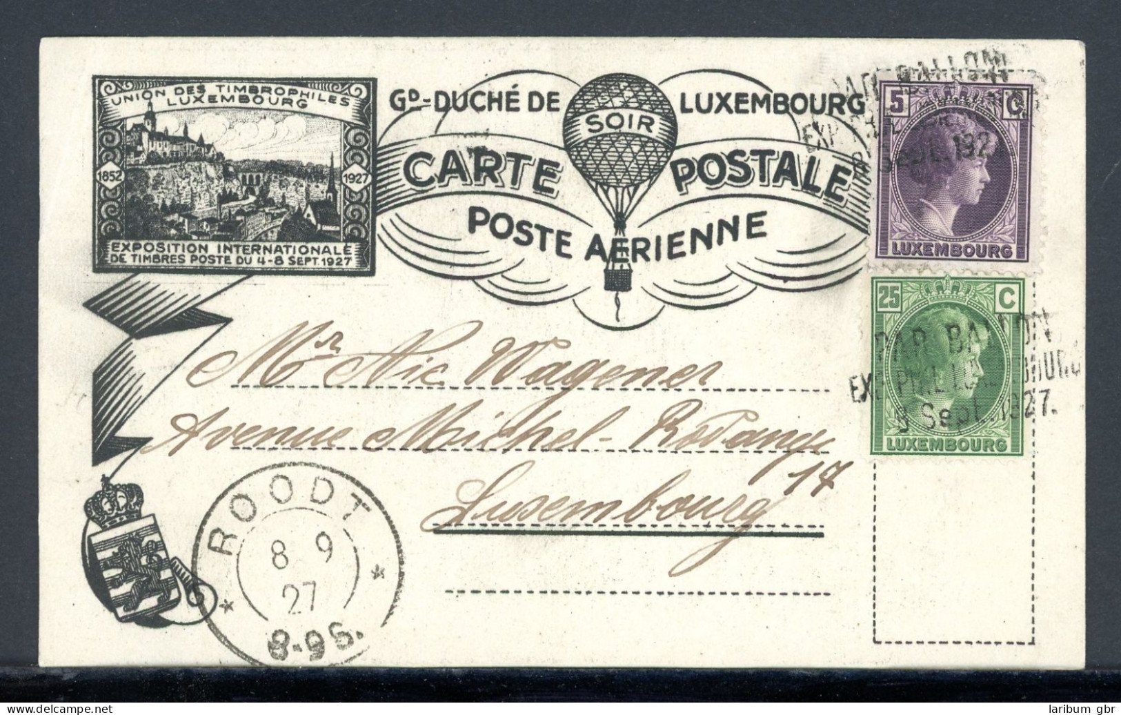 Luxemburg Ballonpostkarte 1927 Mit 166 + 169 #JO840 - Autres & Non Classés