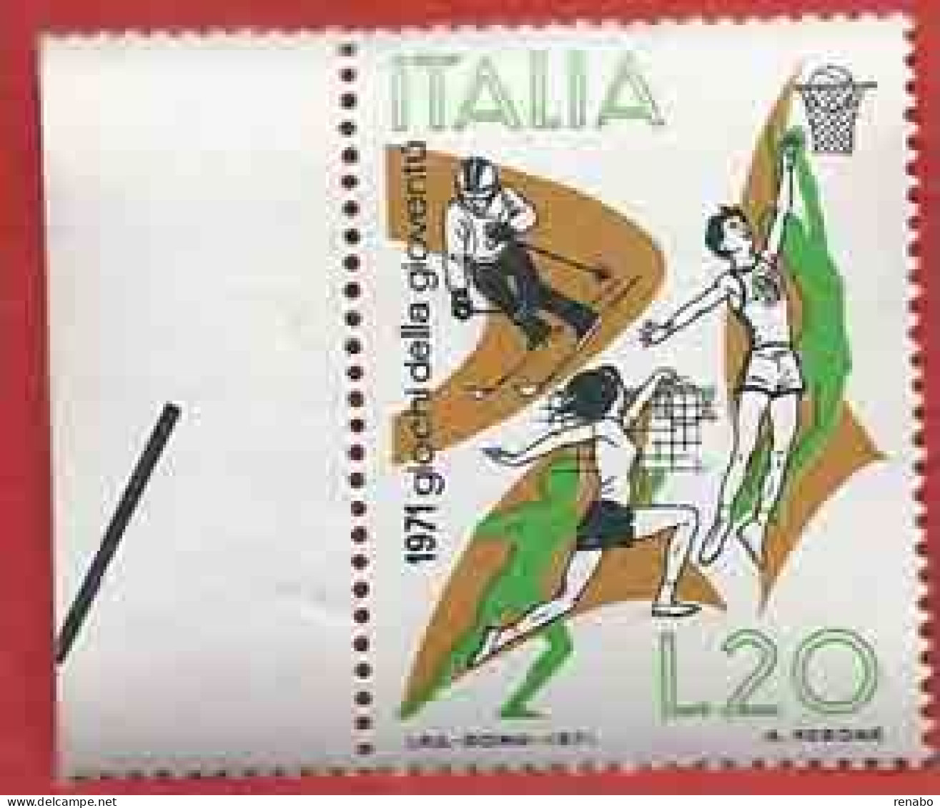 Italia, Italy 1971; Youth Games Lire 20: Pallacanestro, Pallavolo, Sci; Basketball, Volleyball, Basketball, Skiing. - Other & Unclassified