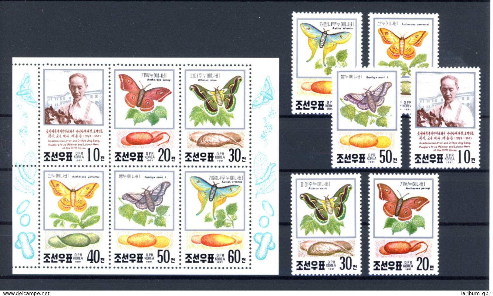 Korea 3191-3196, Klb. Postfrisch Schmetterling #JT891 - Korea, North