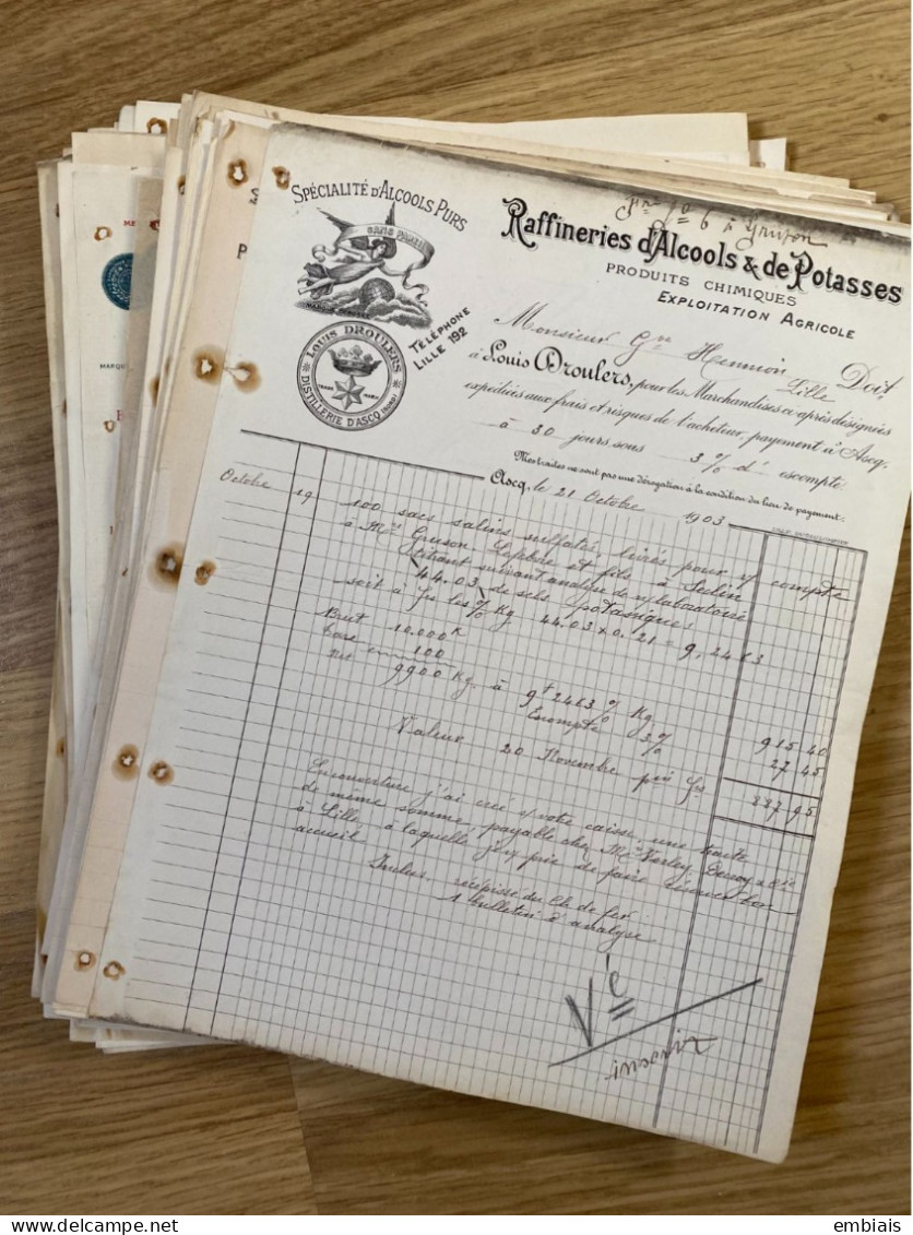 LOT DE 110 DOCUMENTS COMMERCIAUX Avec En-tête Commerciale Factures, Lettres Manuscrites Période 1900 à 1909 (1) - 1900 – 1949