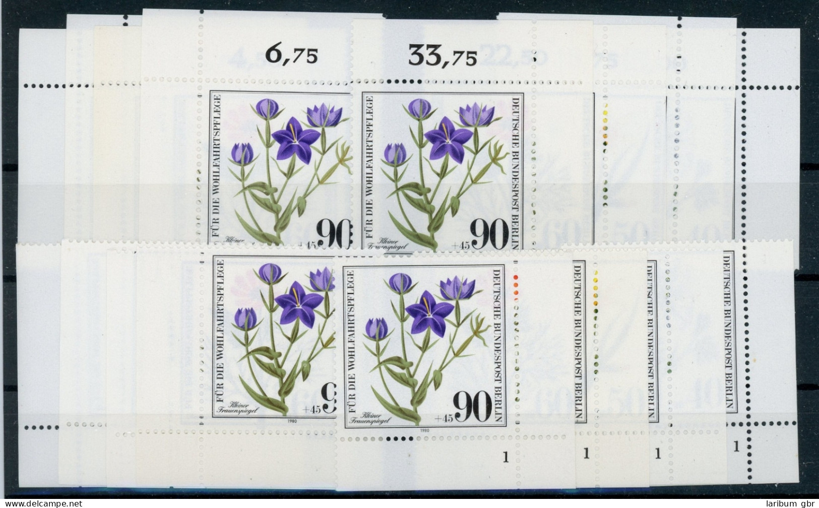 Berlin 629-32 Postfrisch Alle 4 Ecken, Form Nr. 1, Blumen #HK588 - Sonstige & Ohne Zuordnung