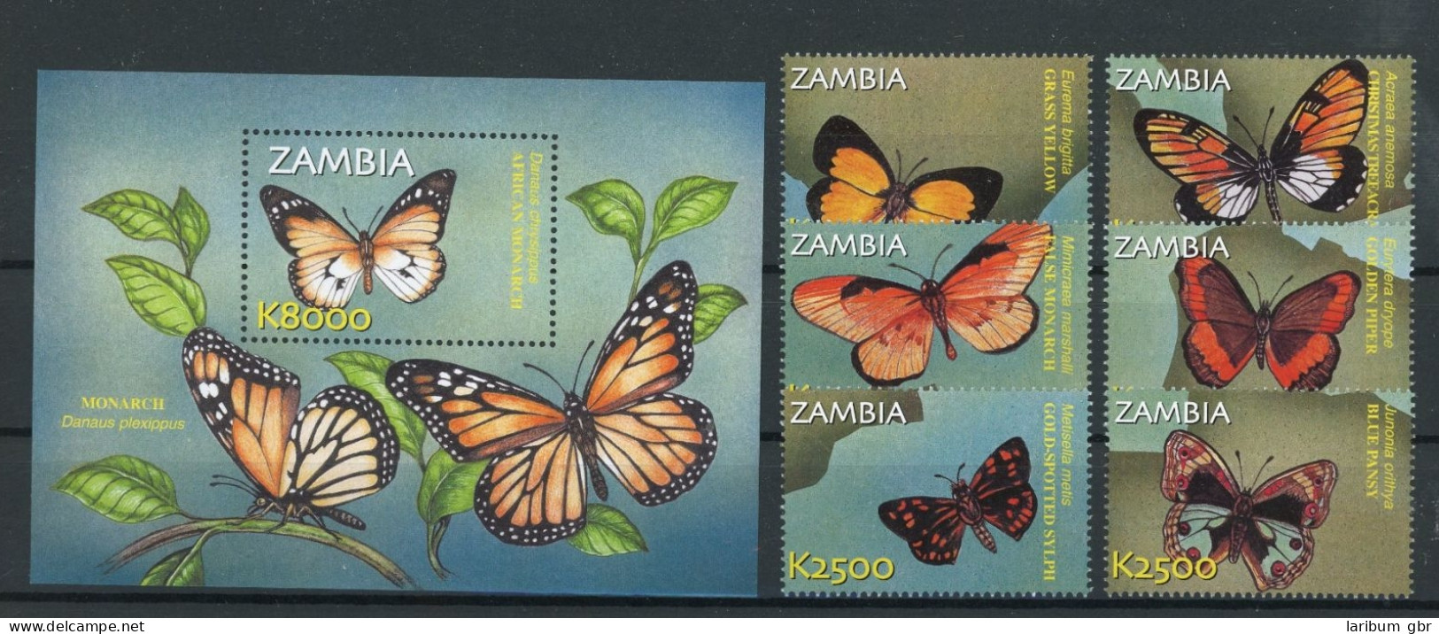 Sambia 1424-1429, Block 105 Postfrisch Schmetterling #JT947 - Nyassaland (1907-1953)