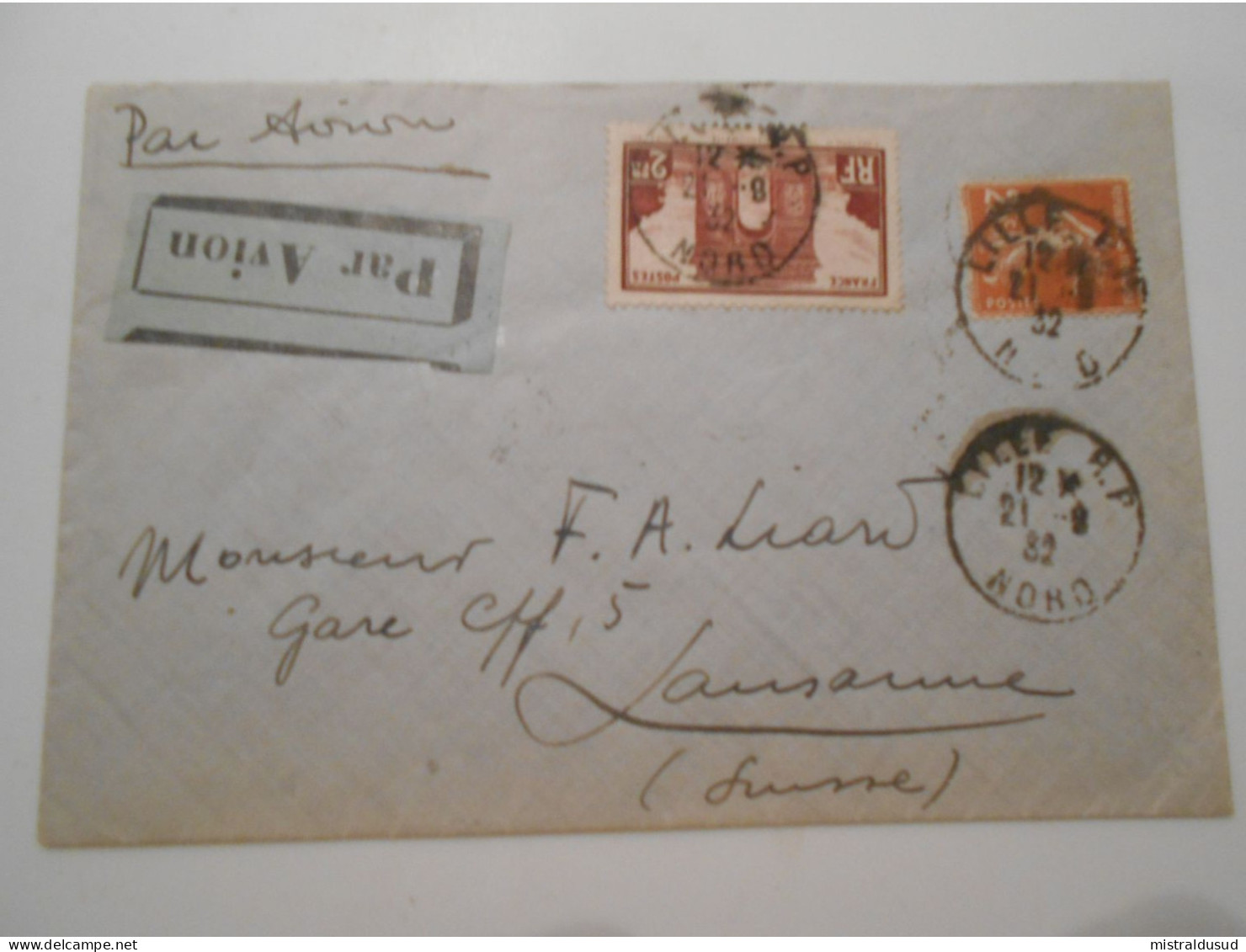 France Poste Aerienne, Lettre De Lille - 1927-1959 Cartas & Documentos