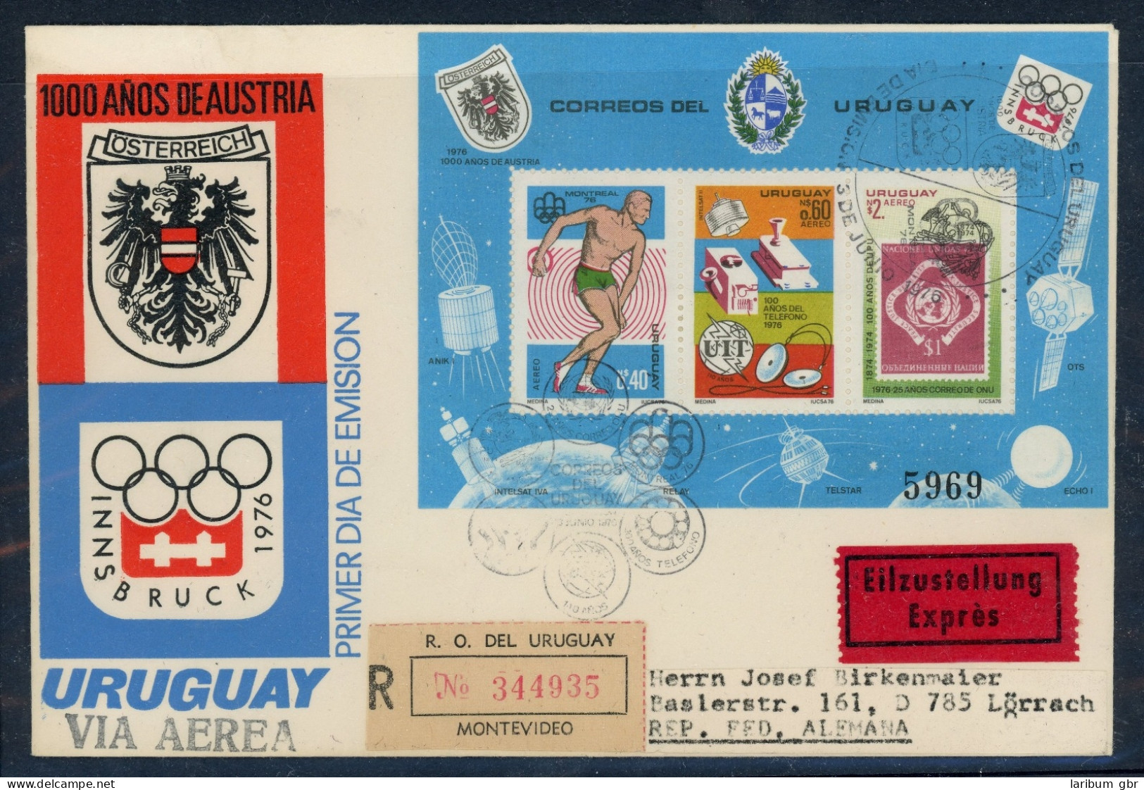 Uruguay Block 30 Express Ersttagesbrief/FDC #JM554 - Uruguay