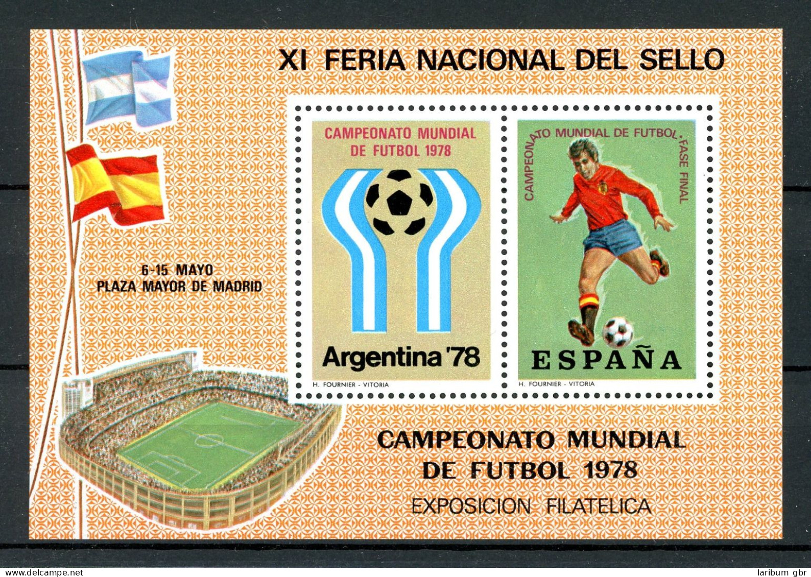 Spanien Vignetten-Block Postfrisch Fußball WM 1978 Rot #JM041 - Autres & Non Classés