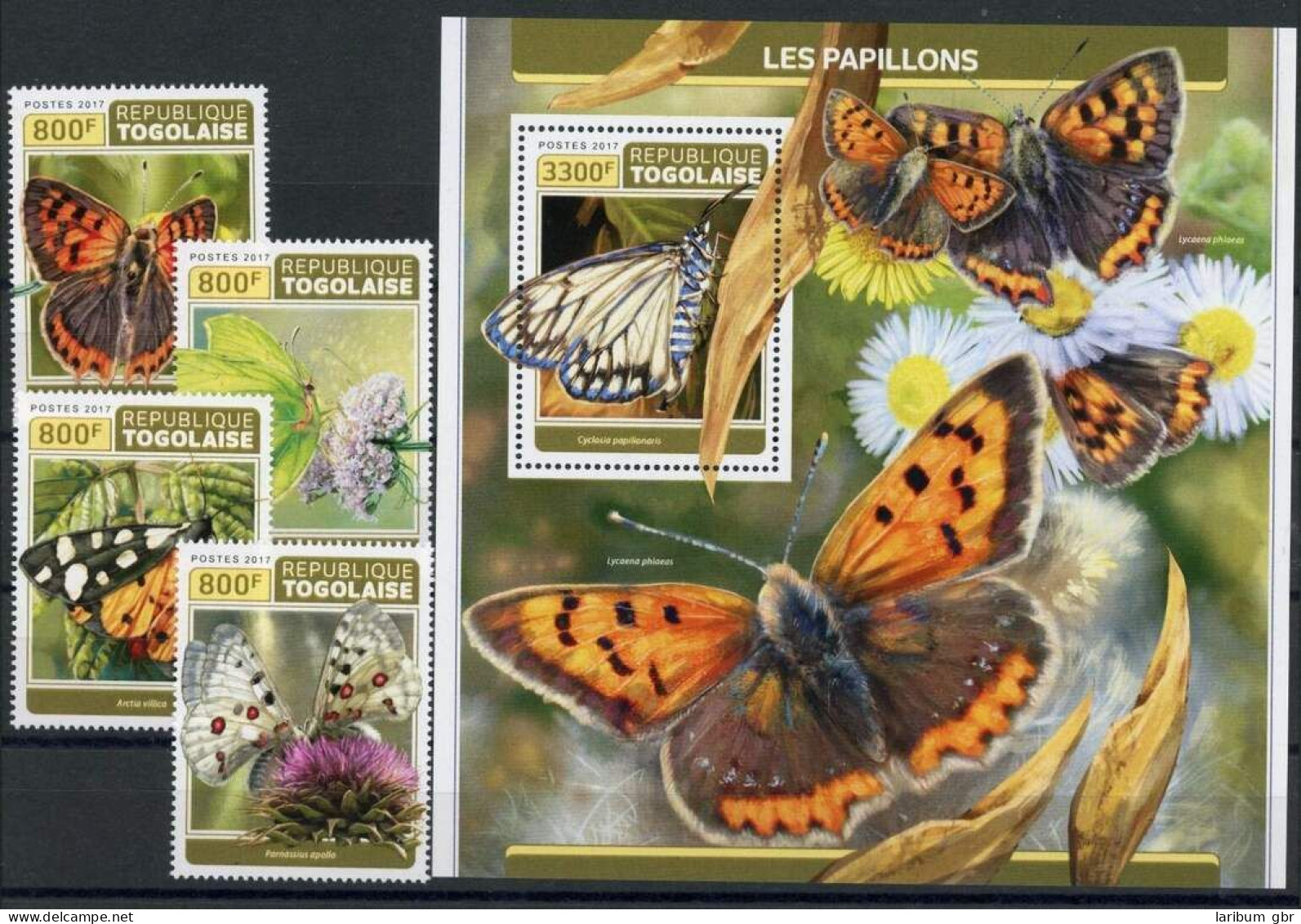 Togo Einzelmarken 8174-8177 + Bl. 1446 Postfrisch Schmetterling #HF464 - Togo (1960-...)