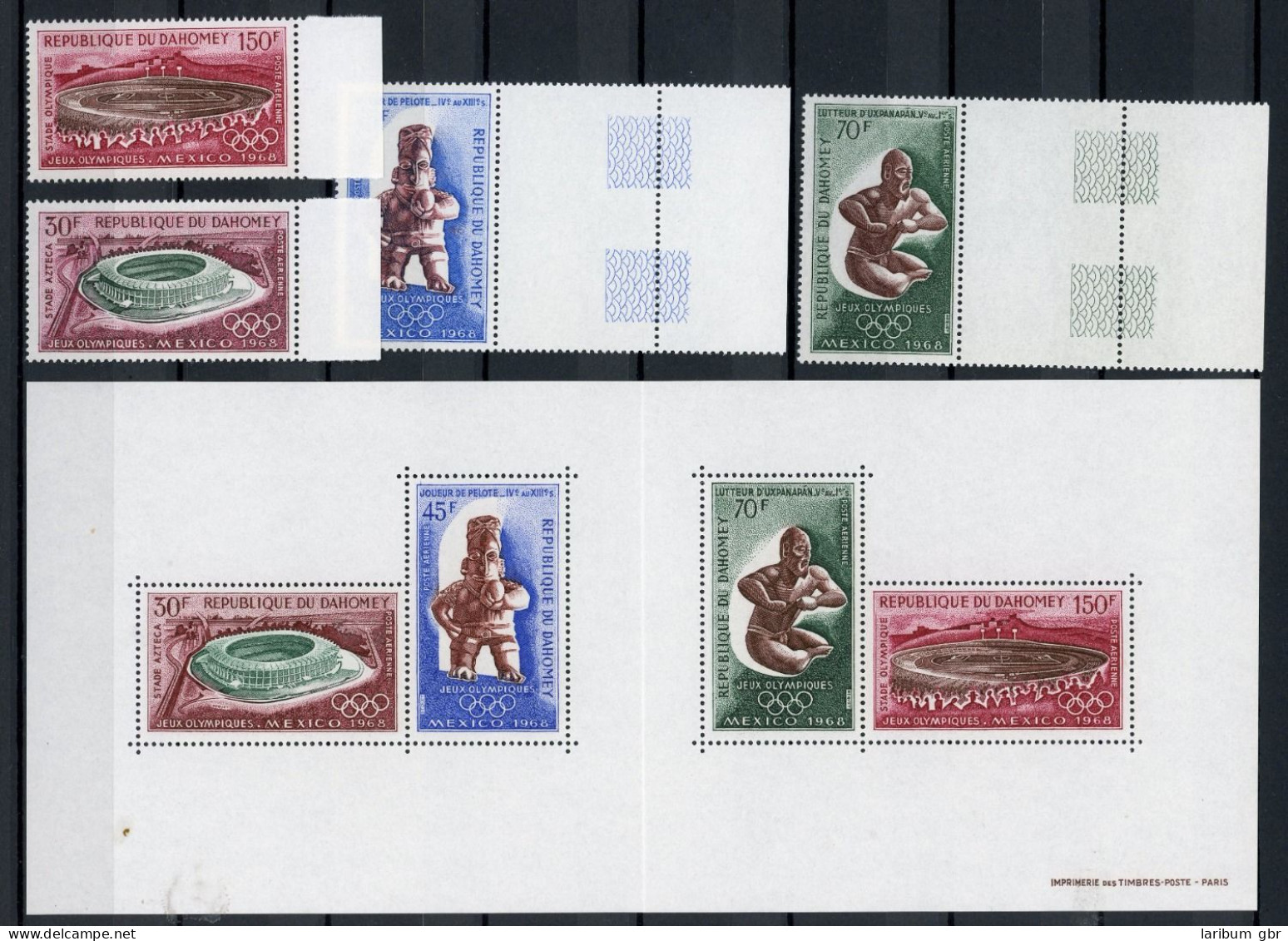 Dahomey 360-363 + Bl. 15 Gefaltet Postfrisch Olympia 1968 Mexiko #JR895 - Bénin – Dahomey (1960-...)