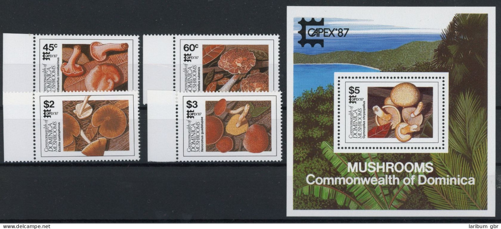 Dominica 1036-1039 + Bl. 39 + Bl. 120 Postfrisch Pilze #JQ868 - Dominique (1978-...)