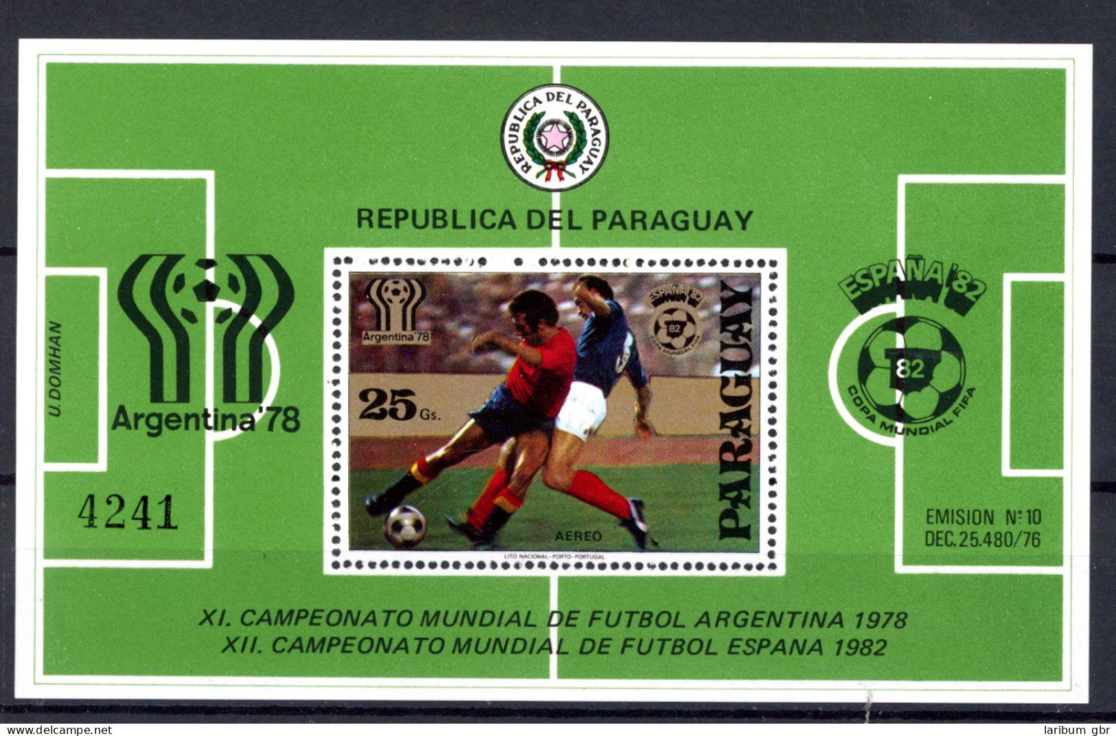 Paraguay Block 343 Postfrisch Fußball WM 1978 #JR994 - Paraguay