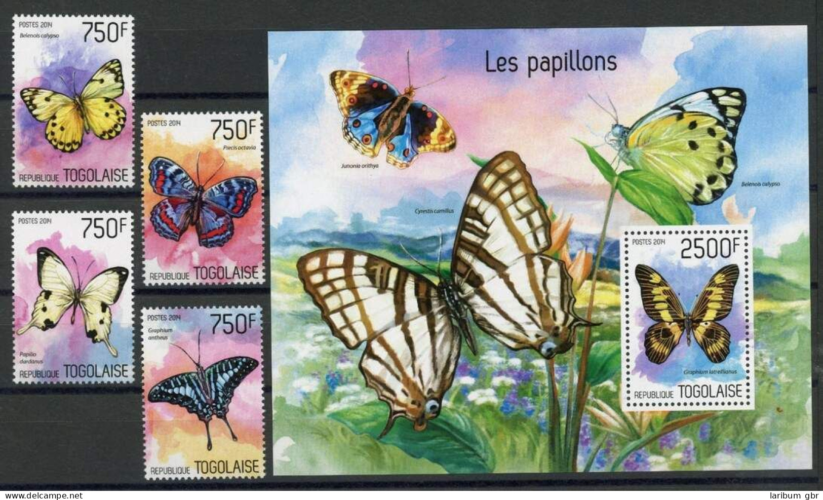 Togo Einzelmarken 5687-5690 + Bl. 959 Postfrisch Schmetterling #HF460 - Togo (1960-...)