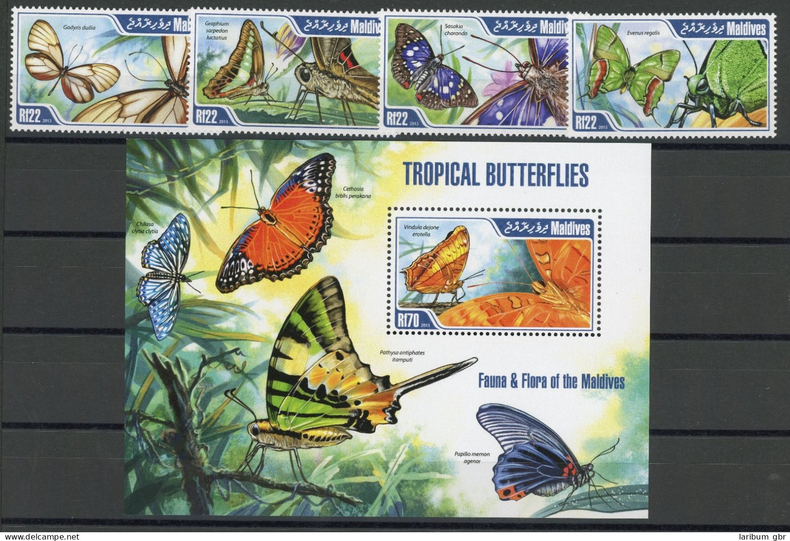 Malediven Einzelmarken 4898-4901 + Bl. 645 Postfrisch Schmetterling #HF405 - Maldives (1965-...)