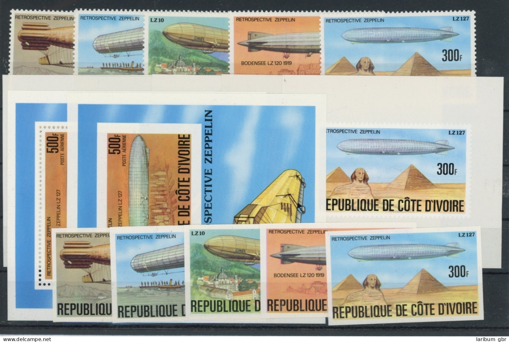 Elfenbeinküste Einzelblöcke 517-521, Block 8 Postfrisch Zeppelin #JK802 - Ivory Coast (1960-...)