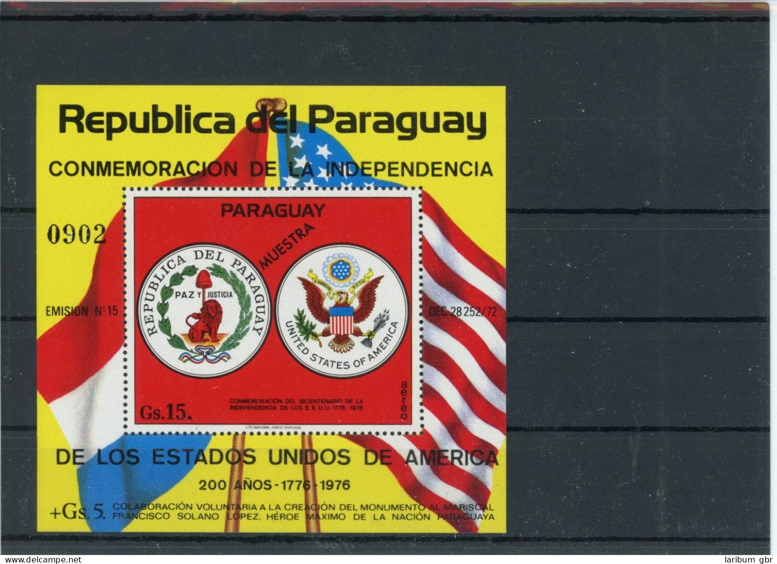 Paraguay Block 262 Postfrisch Unabhängigkeit #JK874 - Paraguay