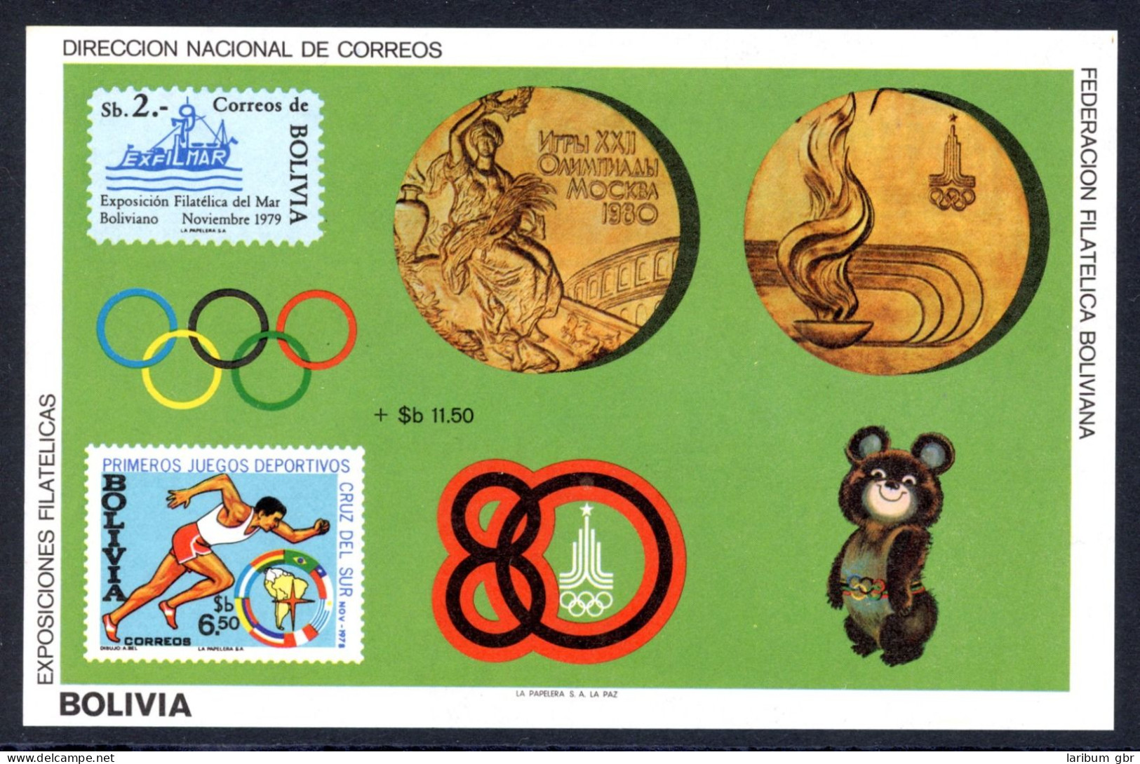 Bolivien Block 101 Postfrisch Olympia 1980 Moskau #JR958 - Bolivia