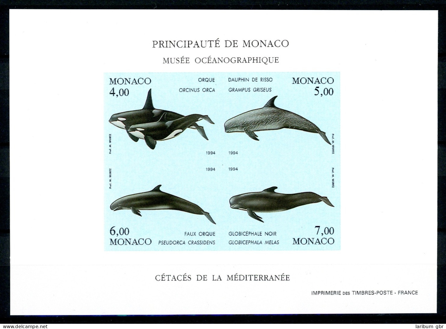 Monaco Block 62 U Postfrisch Ungezähnt Delphine Wale #IV188 - Other & Unclassified