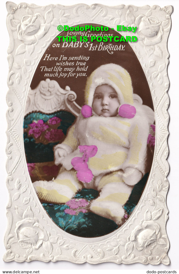 R455518 Loving Greetings On Babys 1st Birthday. Here Im Sending Wishes True. Rea - Monde