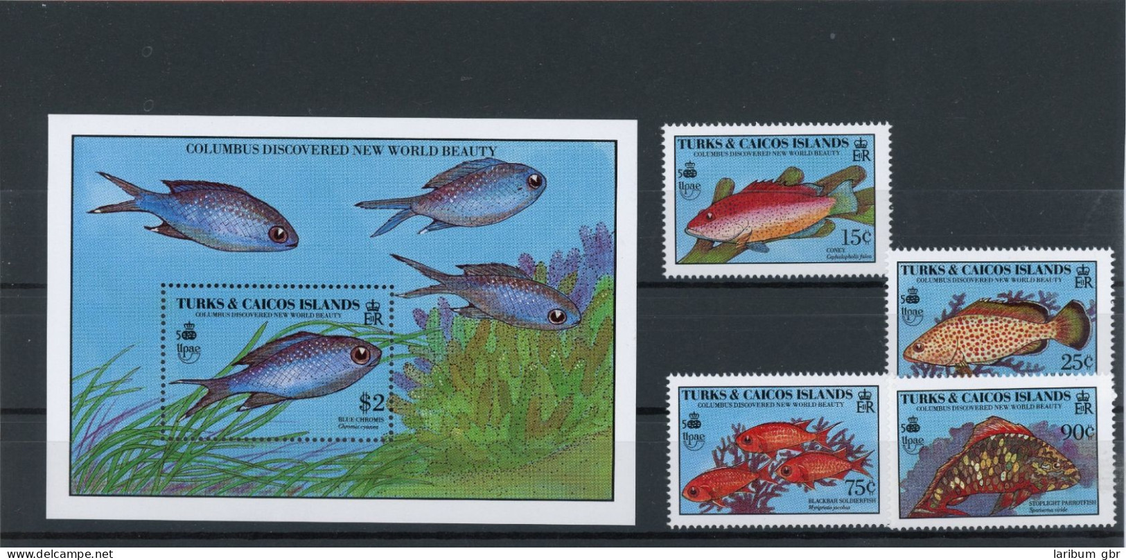 Turks Und Caicos 921-922, 25-26, Block 87 Postfrisch Fische #IN096 - Turks & Caicos (I. Turques Et Caïques)