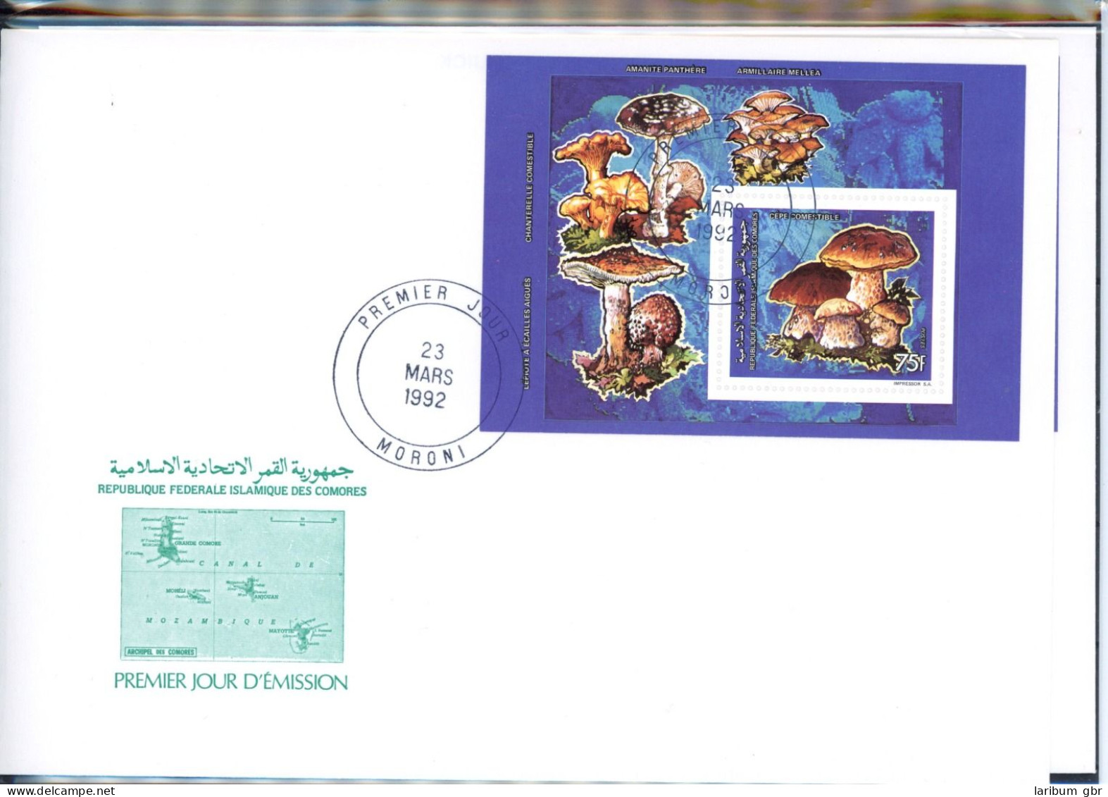 Komoren Einzelblöcke 982-984 Pilze Ersttagesbrief/FDC #JR602 - Comores (1975-...)