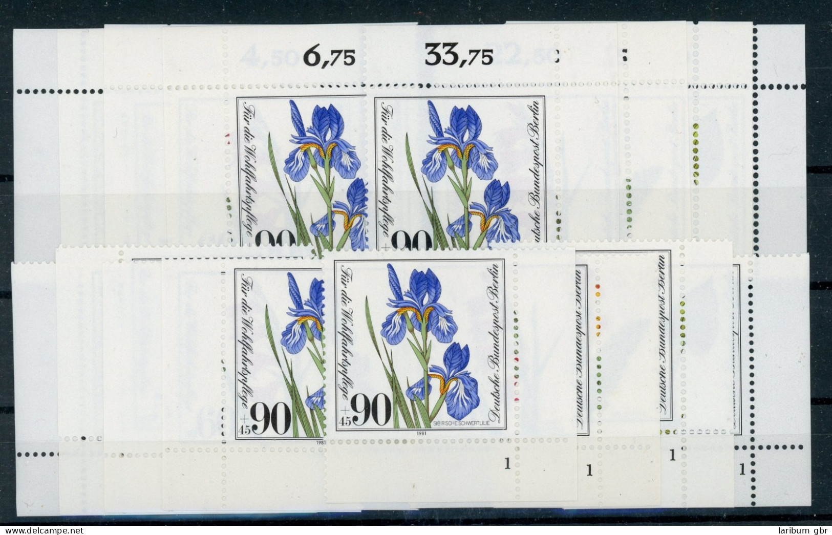 Berlin 650-53 Postfrisch Alle 4 Ecken, Form Nr. 1, Blumen #HK592 - Sonstige & Ohne Zuordnung