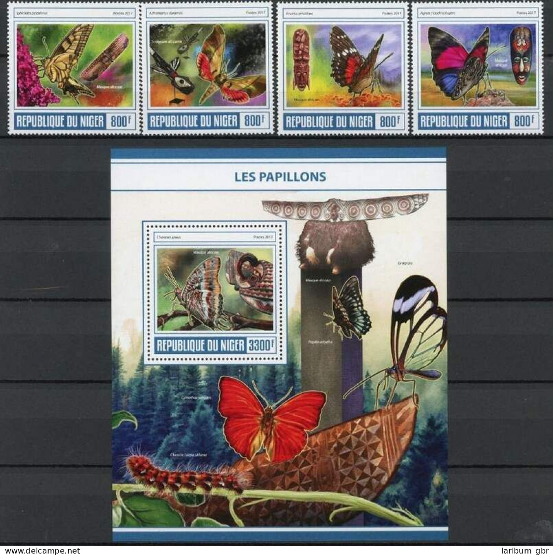 Niger Einzelmarken 4992-4995 + Bl. 701 Postfrisch Schmetterling #HF360 - Niger (1960-...)
