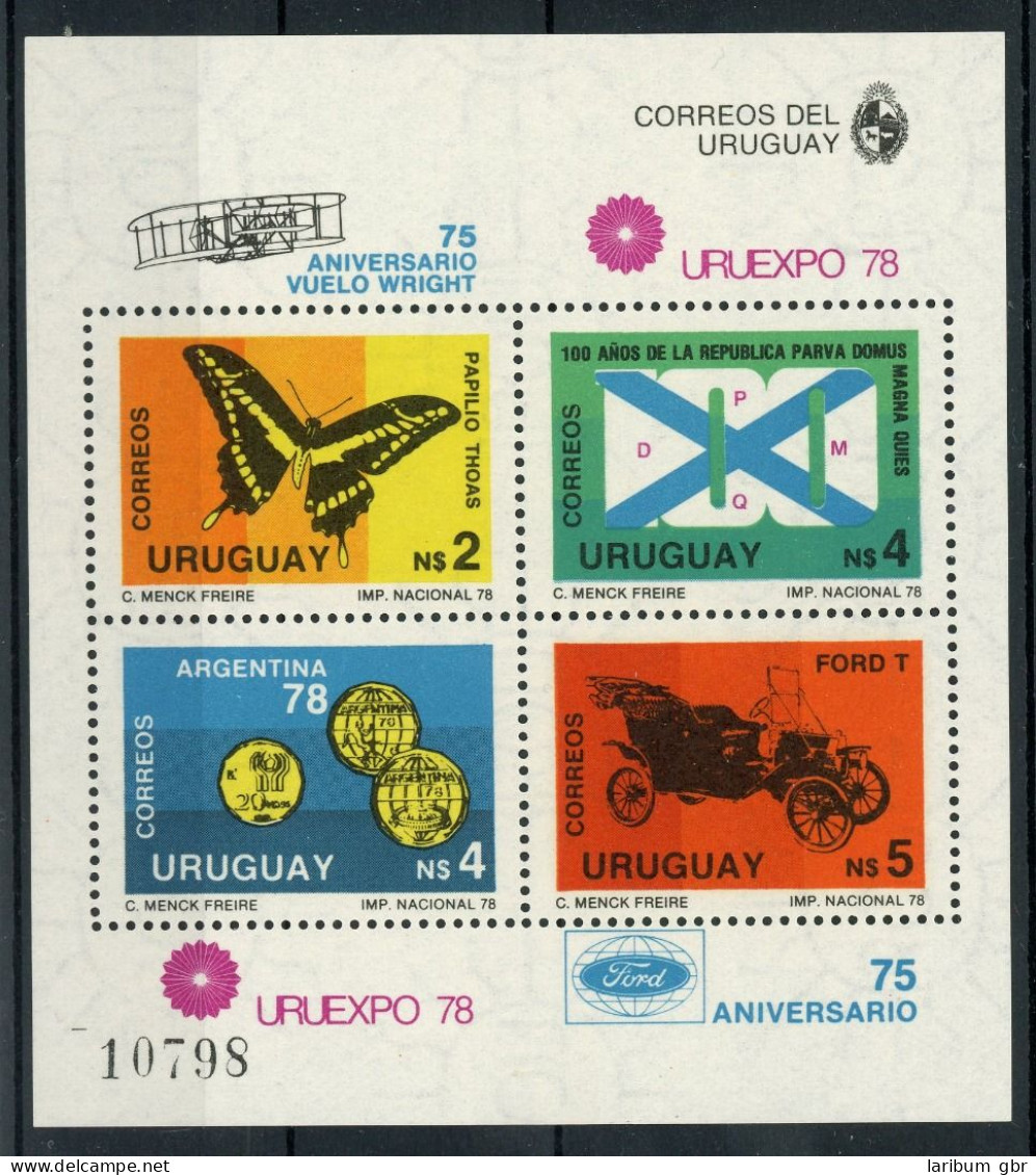 Uruguay Block 40 Postfrisch Schmetterling #HF389 - Uruguay