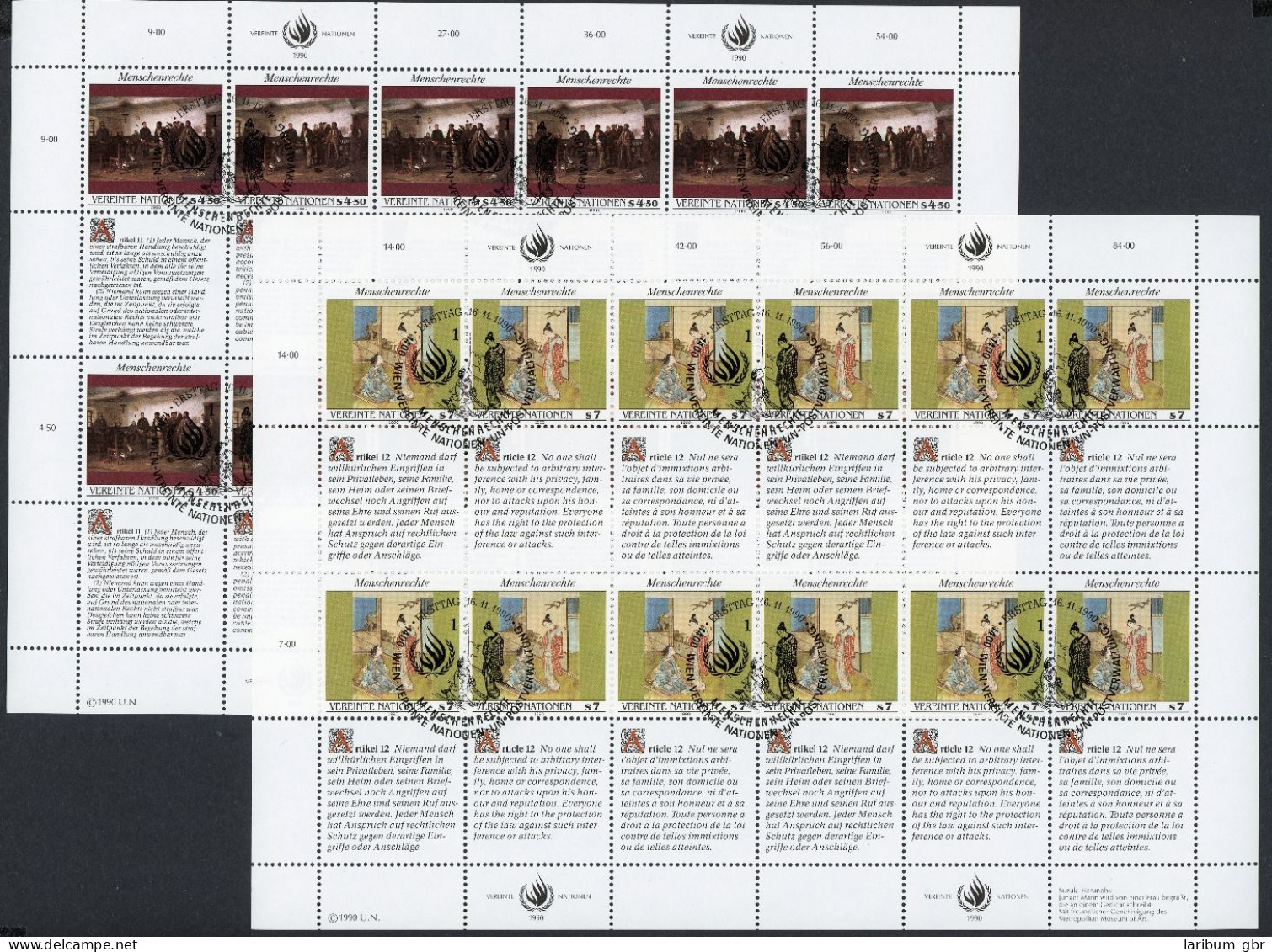 UNO Wien ZD-Bogen 108-09 Menschenrechte Ersttagssonderstempel #ID380 - Andere & Zonder Classificatie