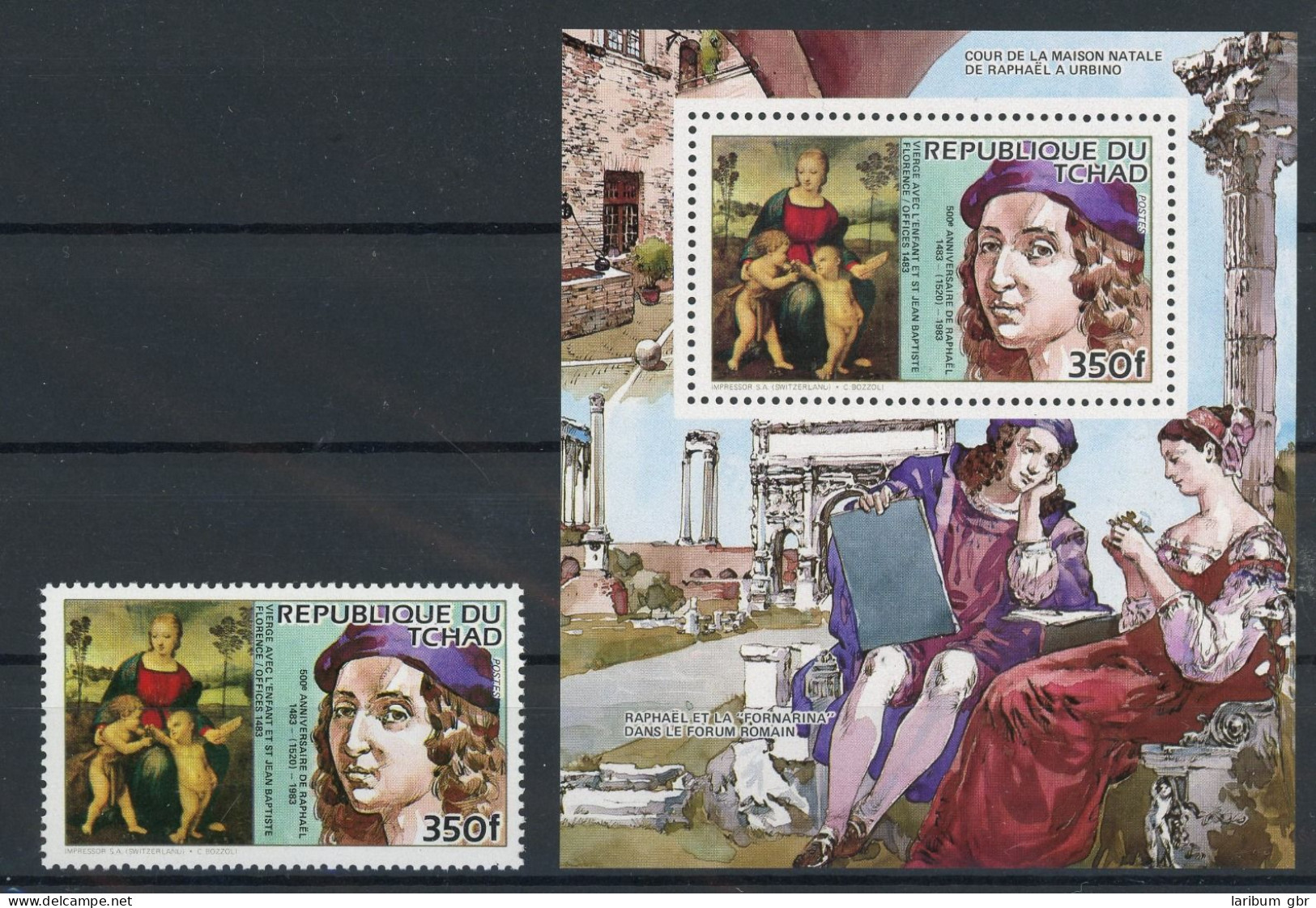 Tschad EM + Einzelblocks 1034 A Postfrisch Raffael, Kunst #JS018 - Tchad (1960-...)