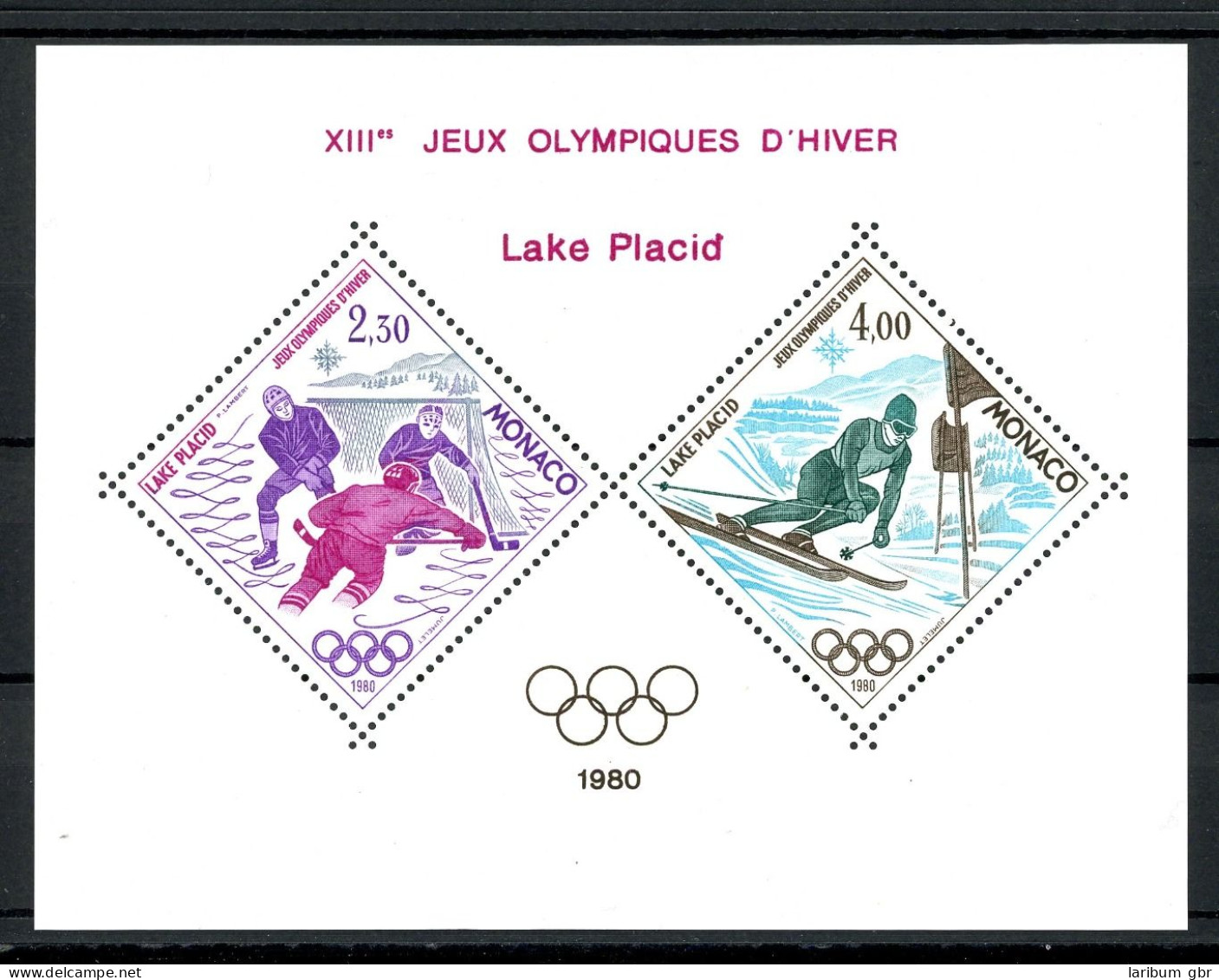 Monaco Sonderblock 1419-1420 Postfrisch Olympia 1980 Lake Placid #JP028 - Sonstige & Ohne Zuordnung