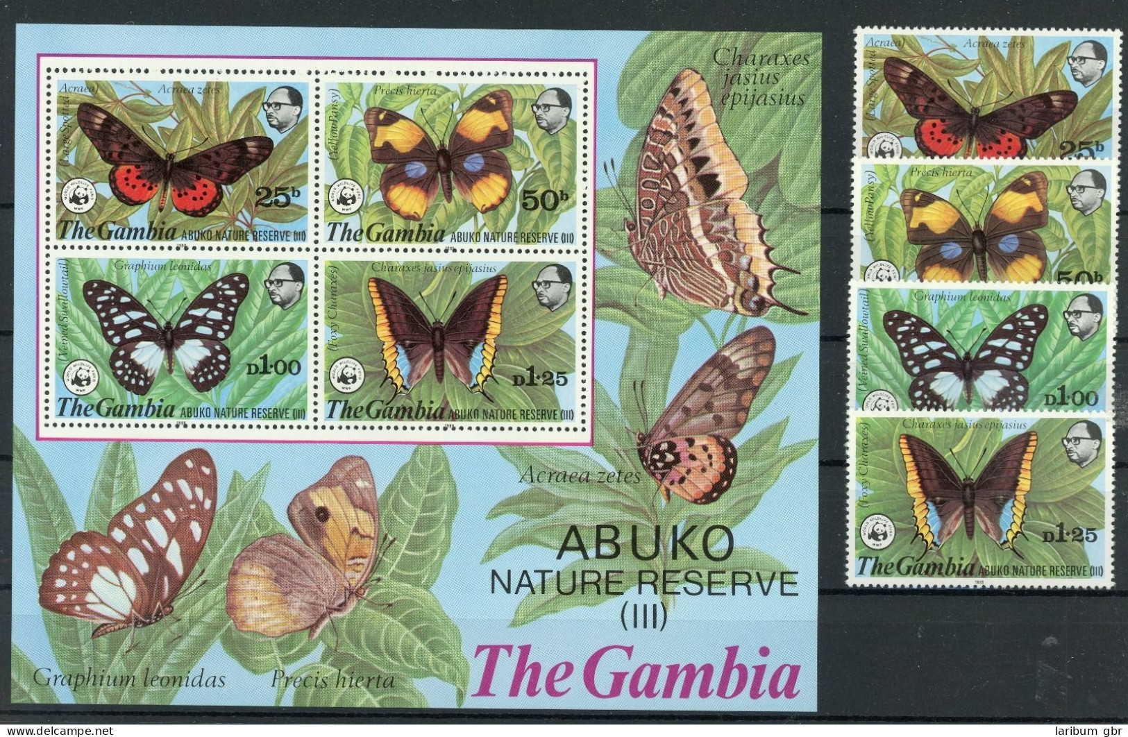 Gambia 402-405, Block 5 Postfrisch Schmetterlinge #GL647 - Gambie (1965-...)