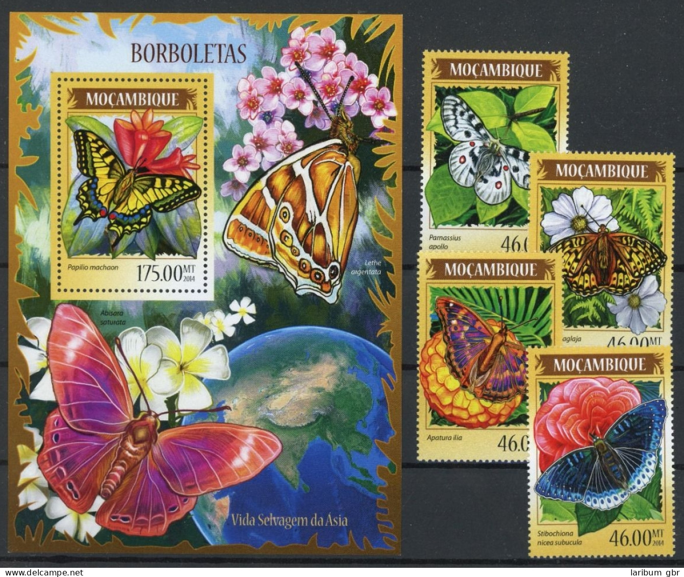 Mosambik 7240-7243, Block 888 Postfrisch Schmetterlinge #JT984 - Mosambik