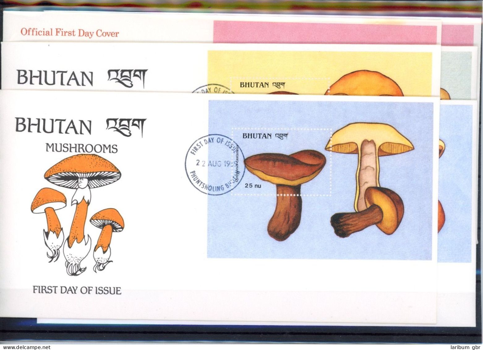 Bhutan Einzelblöcke 190-196, 98, 200 Pilze Ersttagesbrief/FDC #JO794 - Bhutan