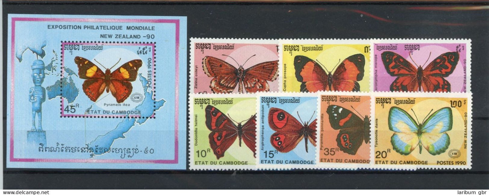 Kambodscha 1142-1148, Block 176 Postfrisch Schmetterlinge #JU221 - Cambodia