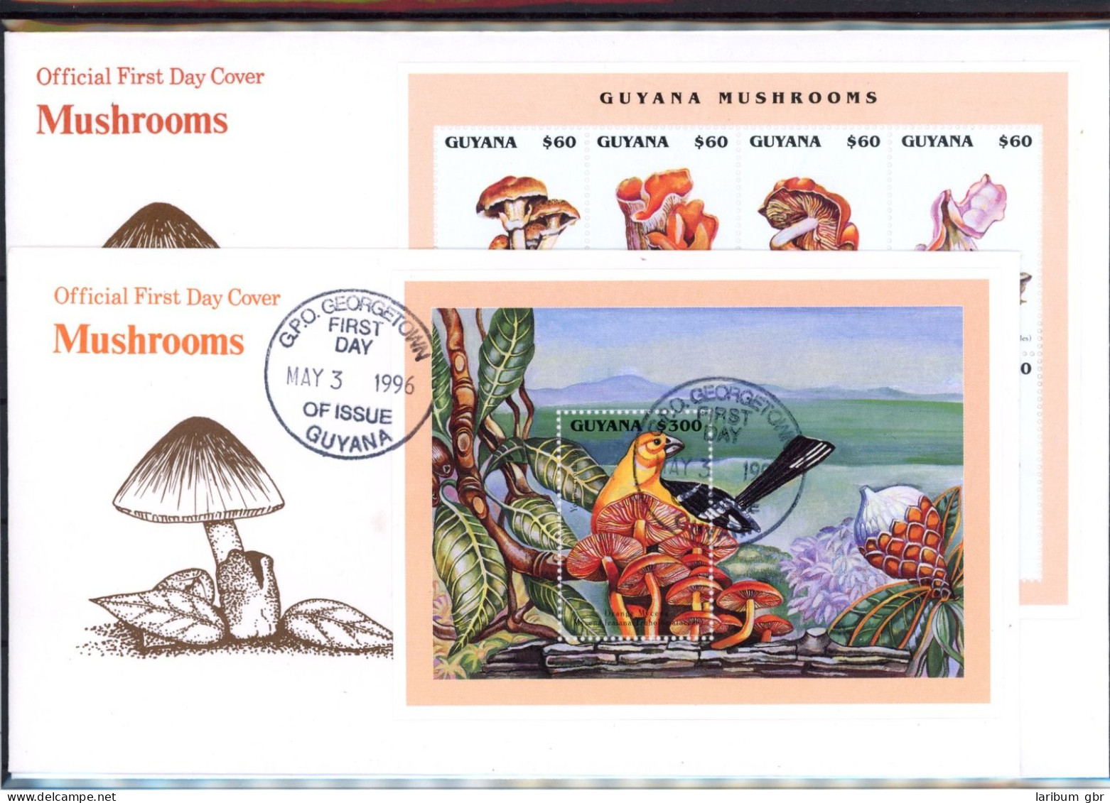 Guyana Kleinbogen 5526-5533, Block 502 Pilze Ersttagesbrief/FDC #JR629 - Guyane (1966-...)