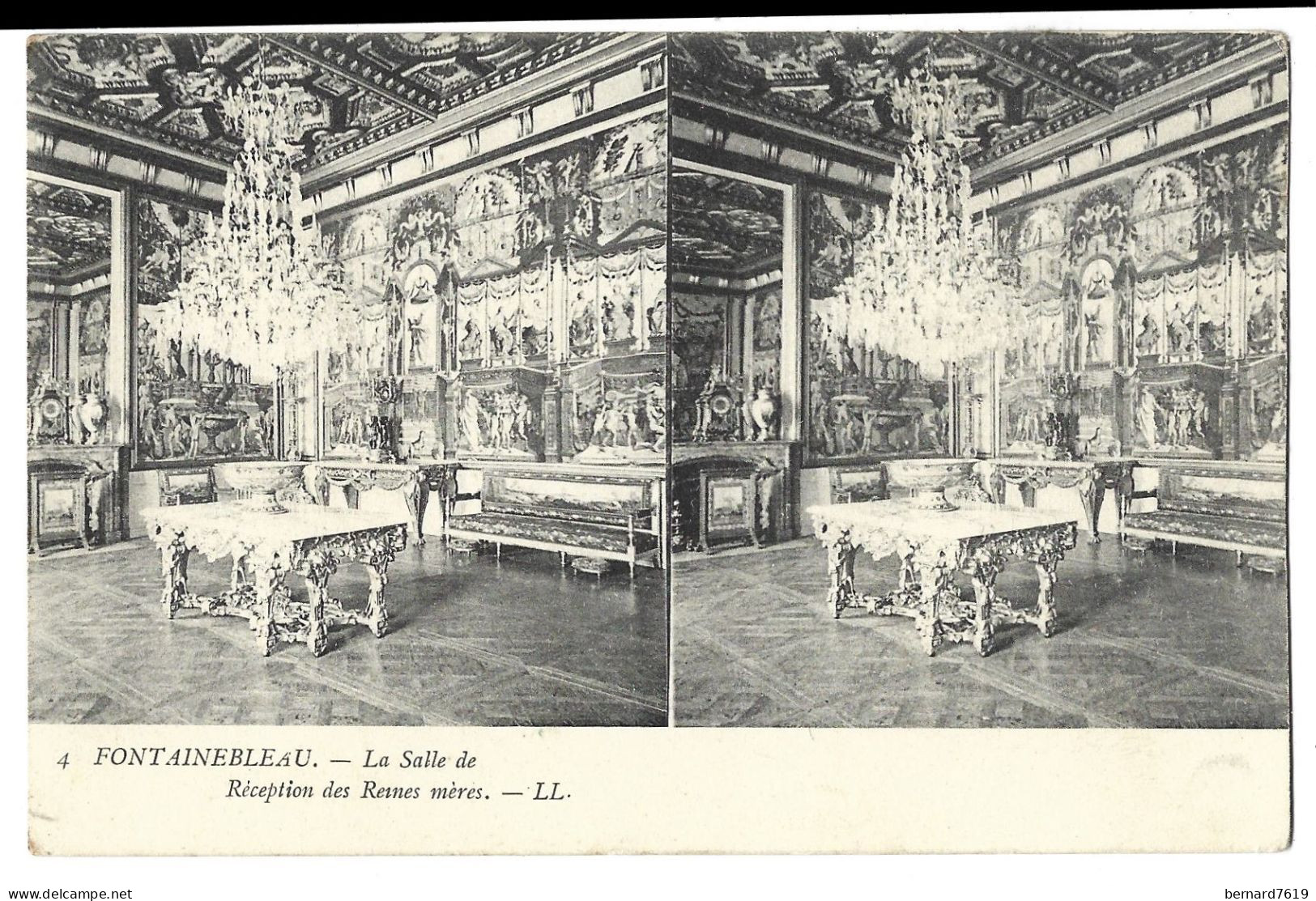 77 Fontainebleau - Carte Stereoscopique - La Salle De Reception  Des Reines Meres - Fontainebleau