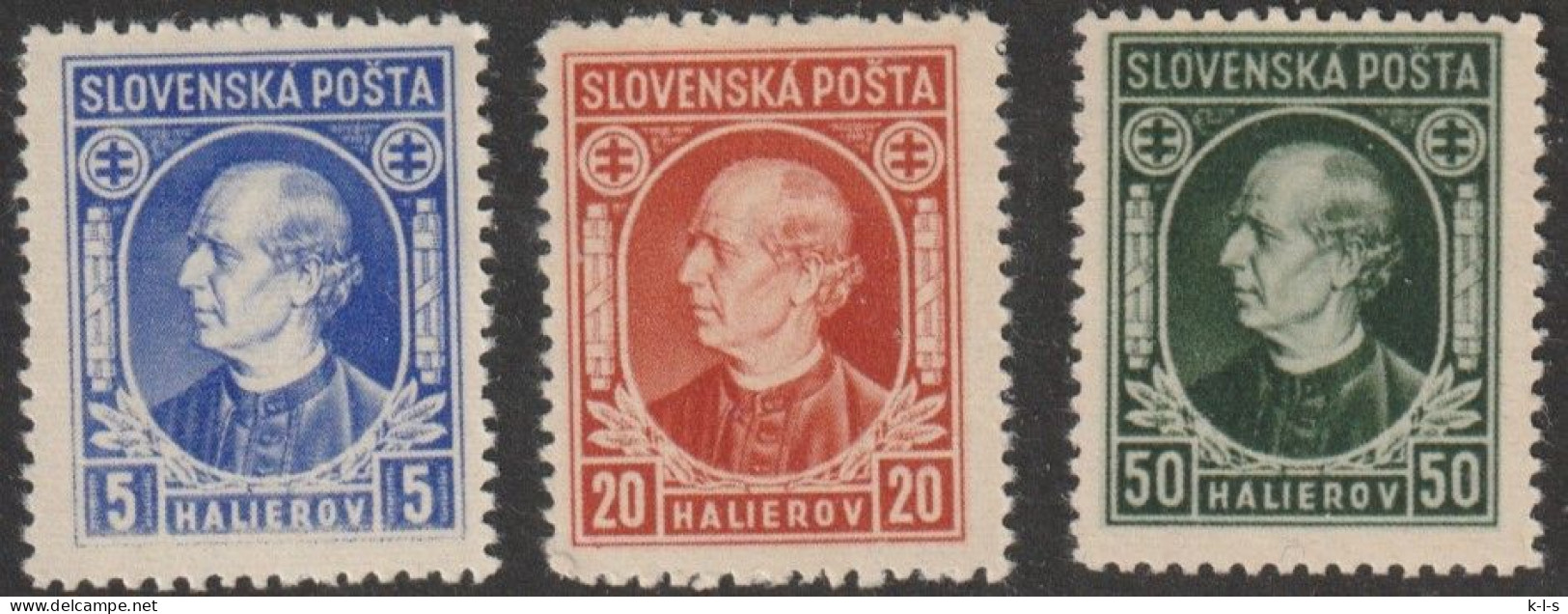Slowakei: 1939, Freimarken. Mi. Nr. 35 XA, 37 XA, 39 XA, Andrej Hlinka..   **/MNH - Unused Stamps