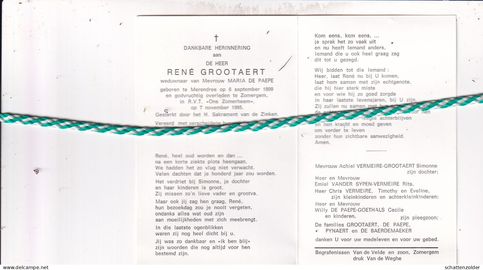 René Grootaert-De Paepe, Merendree 1899, Zomergem 1995. - Leuven