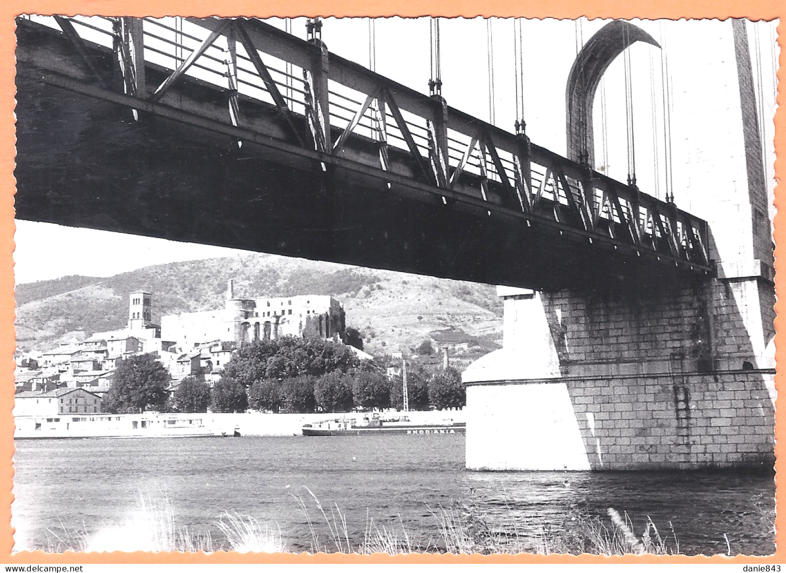 Ppgf/ CPSM Grand Format - ARDECHE - LA VOULTE SUR RHONE - VUE GÉNÉRALE DE LA VILLE SOUS LE PONT SUSPENDU - La Voulte-sur-Rhône