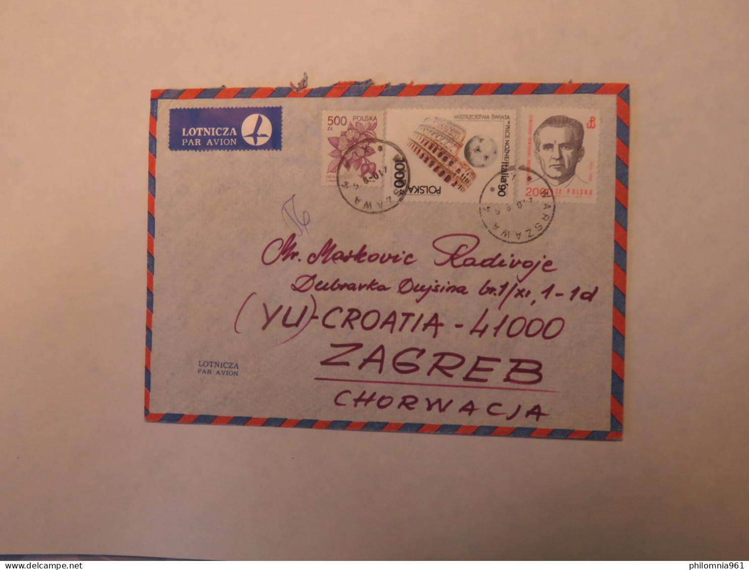 POLAND AIRMAIL COVER TO CROATIA - Sonstige & Ohne Zuordnung