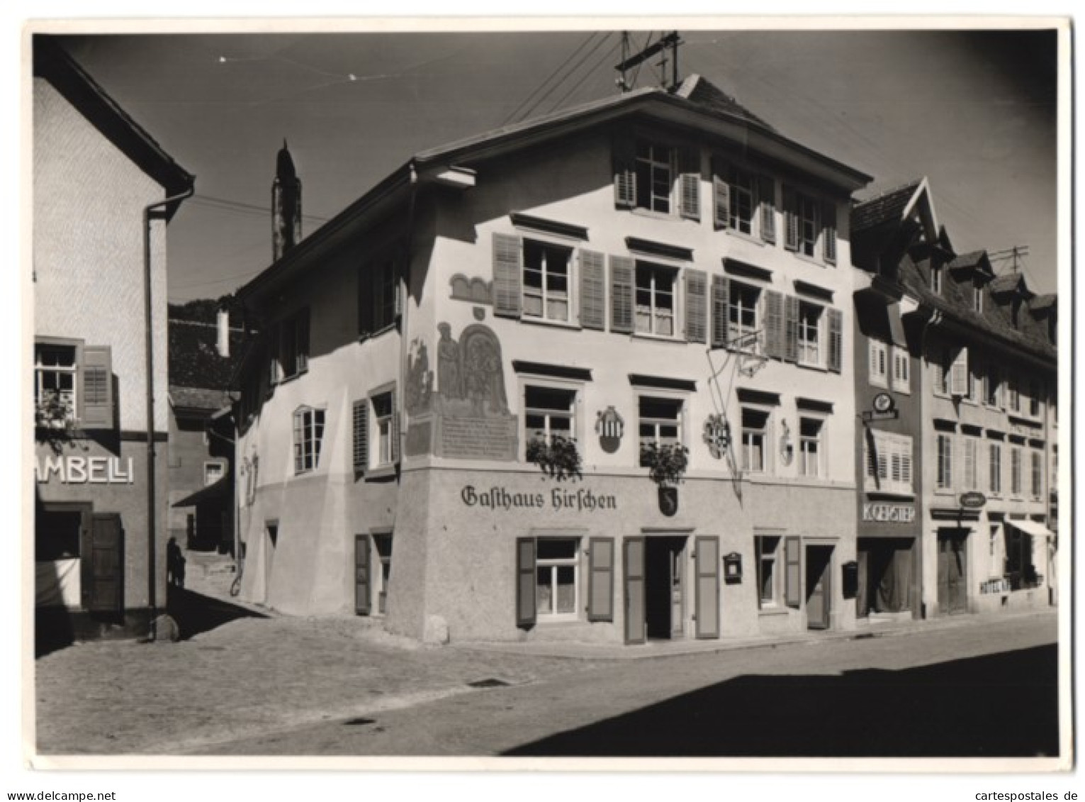 Fotografie Unbekannter Fotograf, Ansicht Tiengen / Klettgau, Hauptstrasse Mit Gasthaus Zum Hirschen 1939  - Lieux